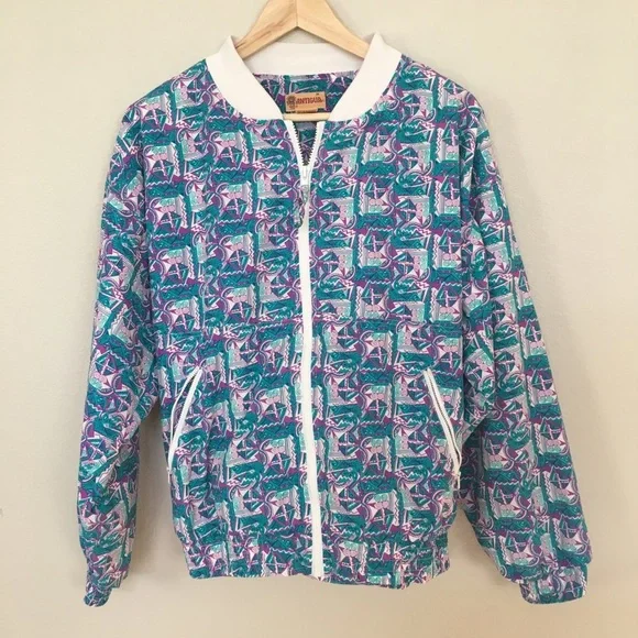 Antigua Vintage Geometric 90’s Windbreaker - Picture 3 of 8